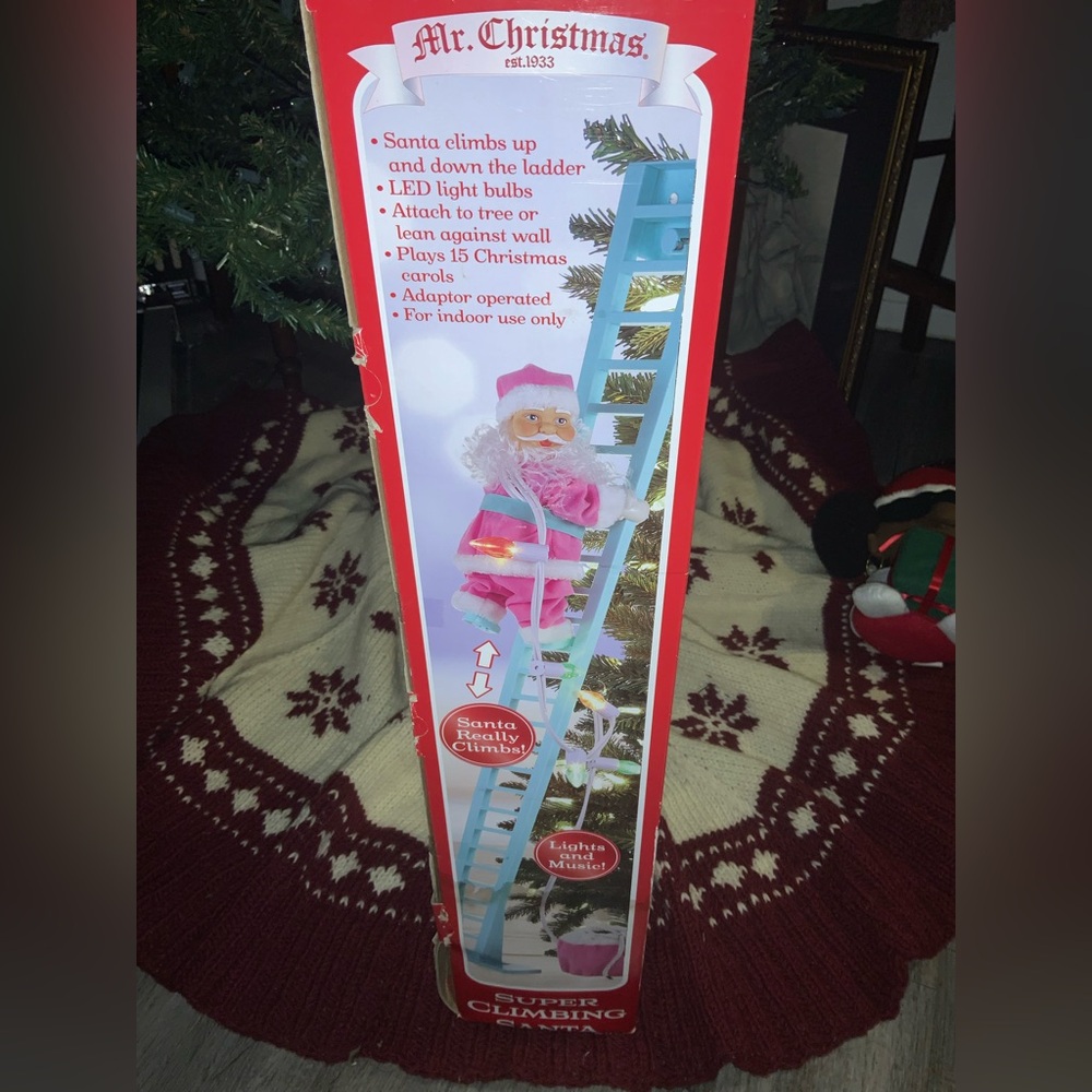 Mr. Christmas - Super Climbing Santa~43" Tall~ Animated~15 Carols Rare 2022 Pink